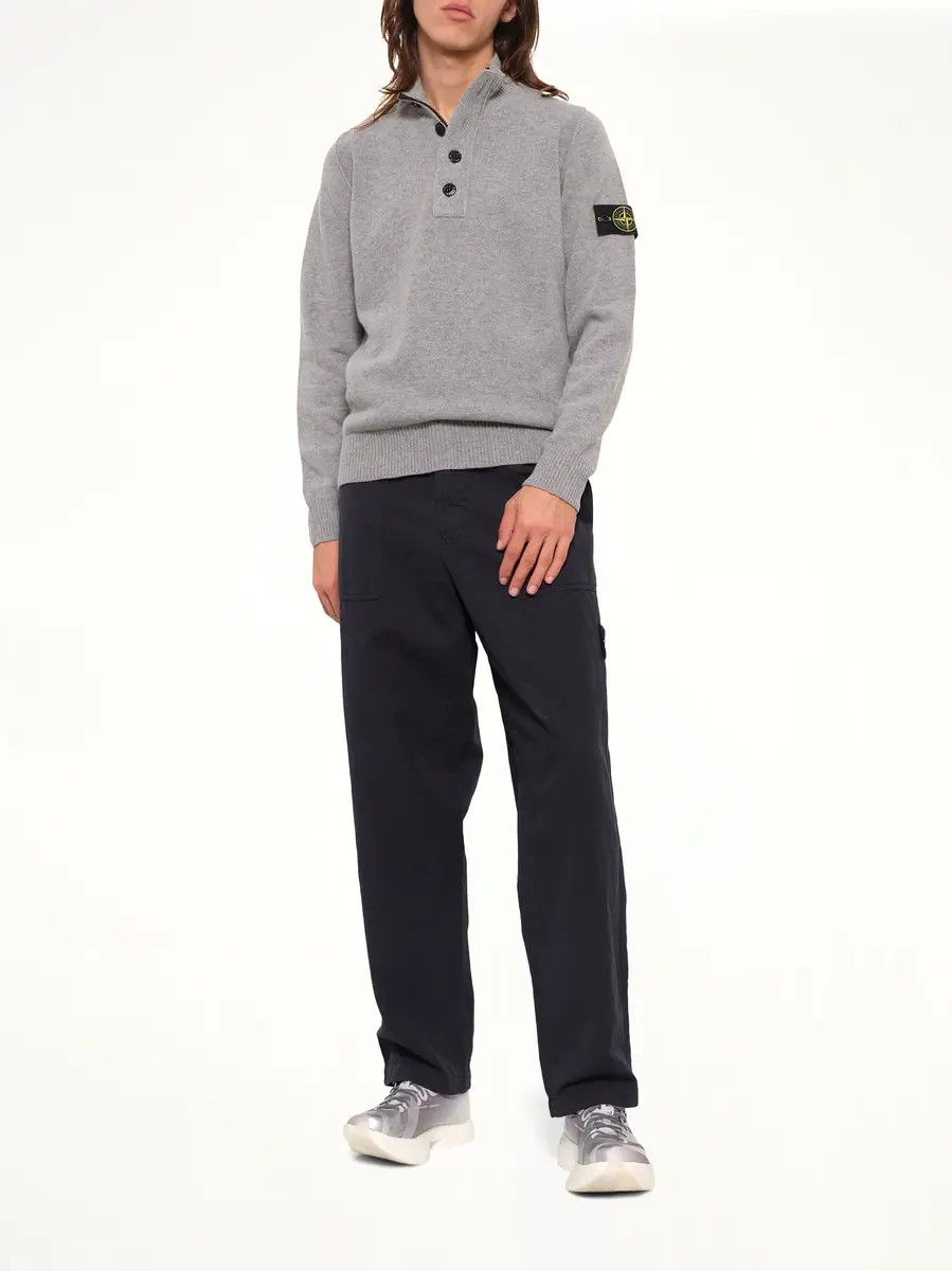 Stone Island 5100040 Lambswool Half-zip Sweater in Grey Melange | Thumbnail 4 Stone Island 5100040 Lambswool Half-zip Sweater in Grey Melange | Thumbnail 4
