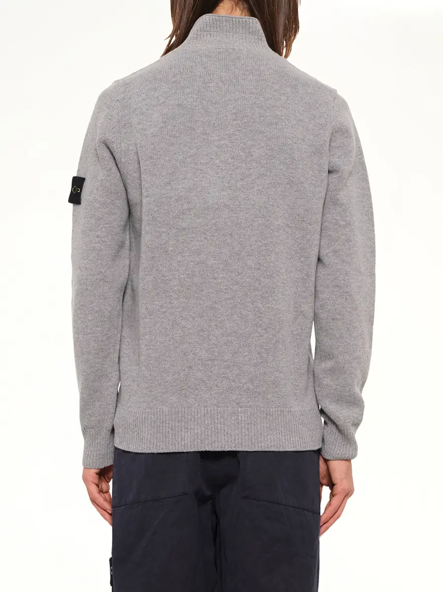 Stone Island 5100040 Lambswool Half-zip Sweater in Grey Melange | Thumbnail 5 Stone Island 5100040 Lambswool Half-zip Sweater in Grey Melange | Thumbnail 5