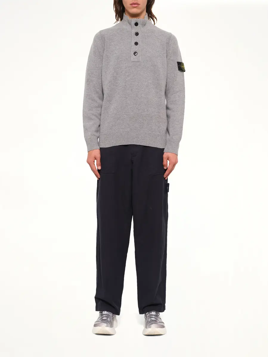 Stone Island 5100040 Lambswool Half-zip Sweater in Grey Melange | Thumbnail 7 Stone Island 5100040 Lambswool Half-zip Sweater in Grey Melange | Thumbnail 7