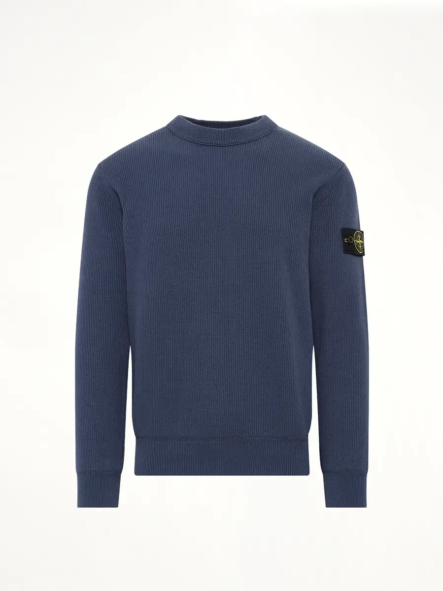 Stone Island 5100154 Ribbed Cotton Crewneck Sweater in Slate Blue | Thumbnail 2 Stone Island 5100154 Ribbed Cotton Crewneck Sweater in Slate Blue | Thumbnail 2