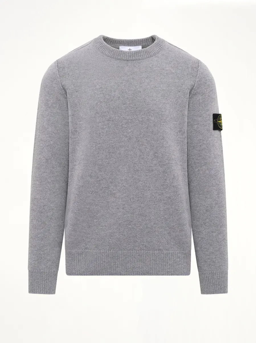 Stone Island 5100072 Lambswool Crewneck Sweater in Grey Melange | Thumbnail 2 Stone Island 5100072 Lambswool Crewneck Sweater in Grey Melange | Thumbnail 2