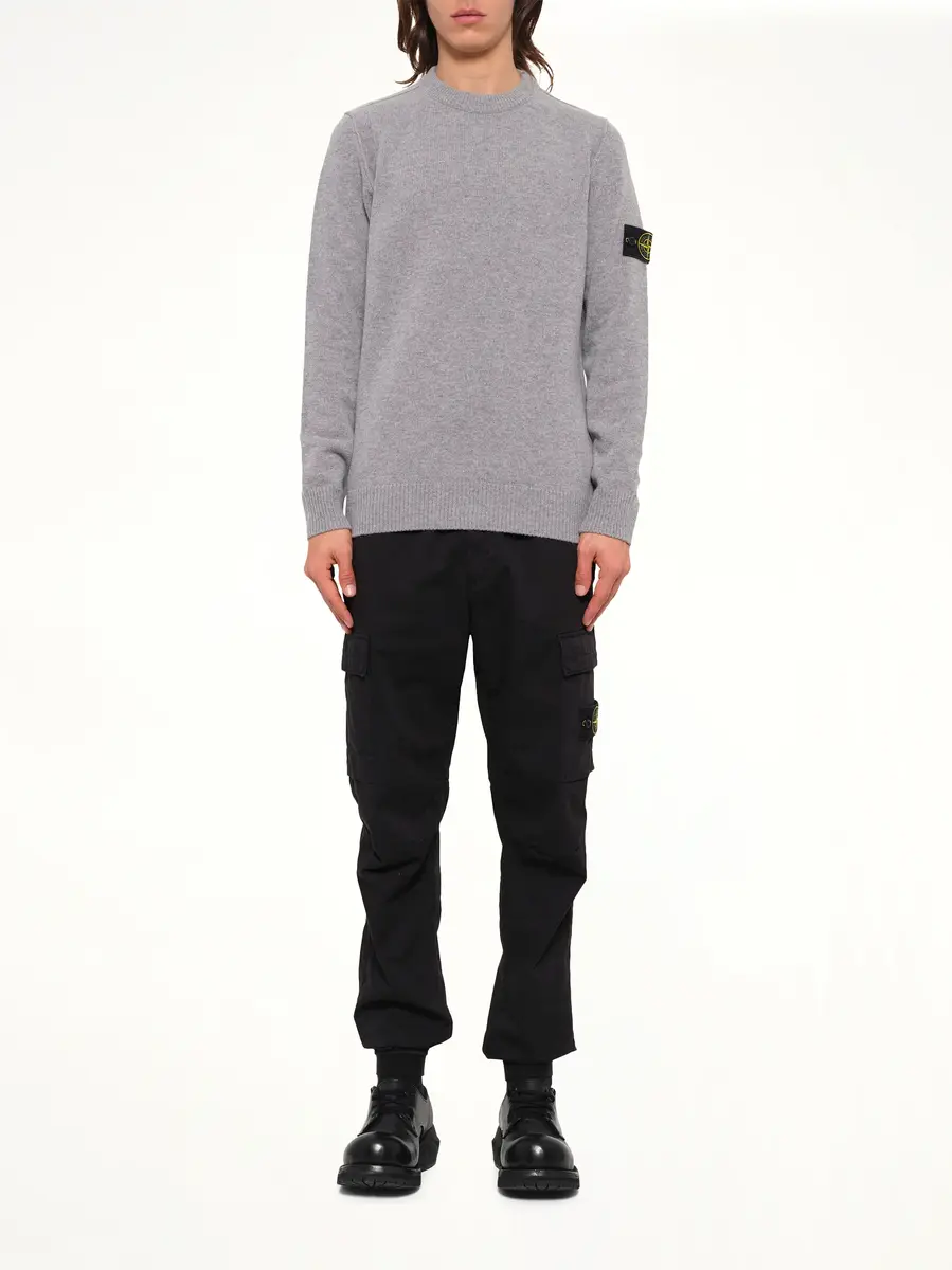 Stone Island 5100072 Lambswool Crewneck Sweater in Grey Melange | Thumbnail 7 Stone Island 5100072 Lambswool Crewneck Sweater in Grey Melange | Thumbnail 7