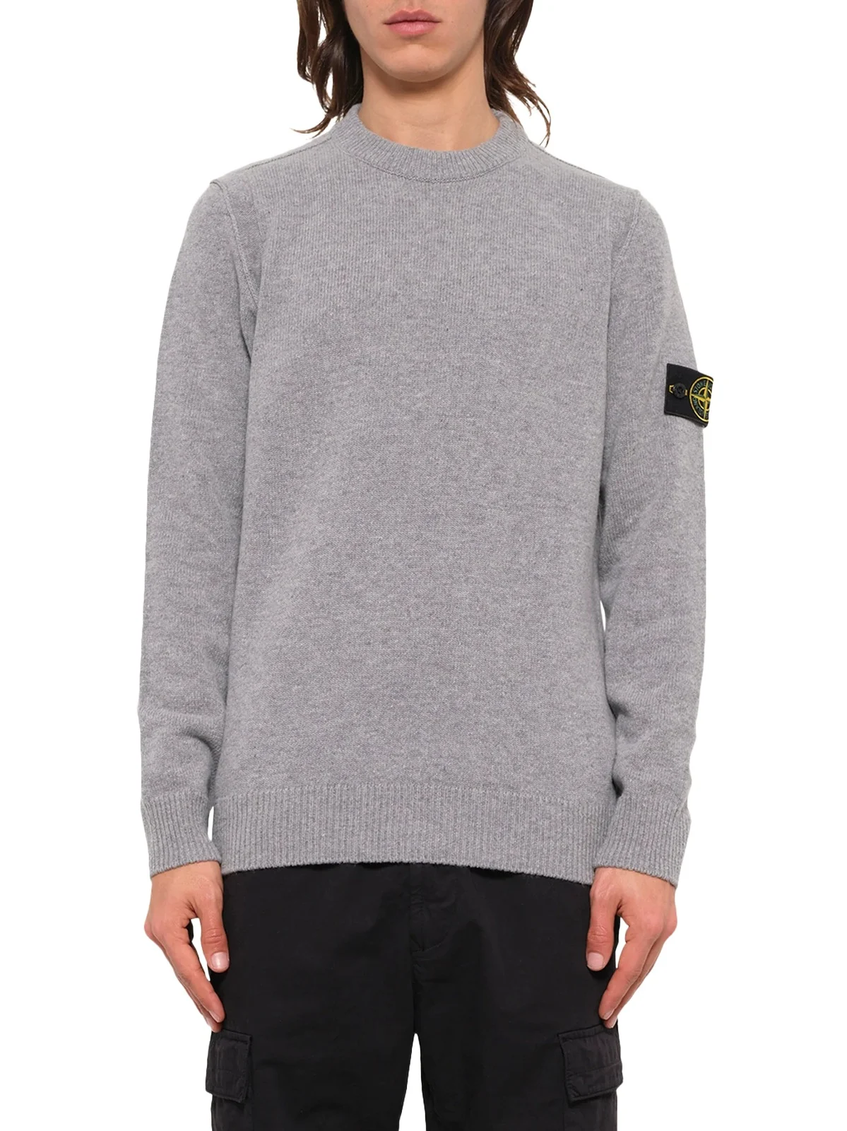 Stone Island 5100072 Lambswool Crewneck Sweater in Grey Melange