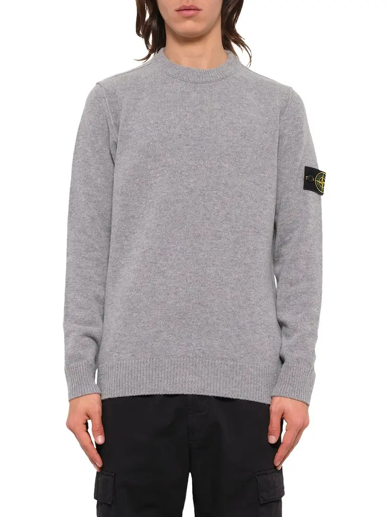 Stone Island 5100072 Lambswool Crewneck Sweater in Grey Melange