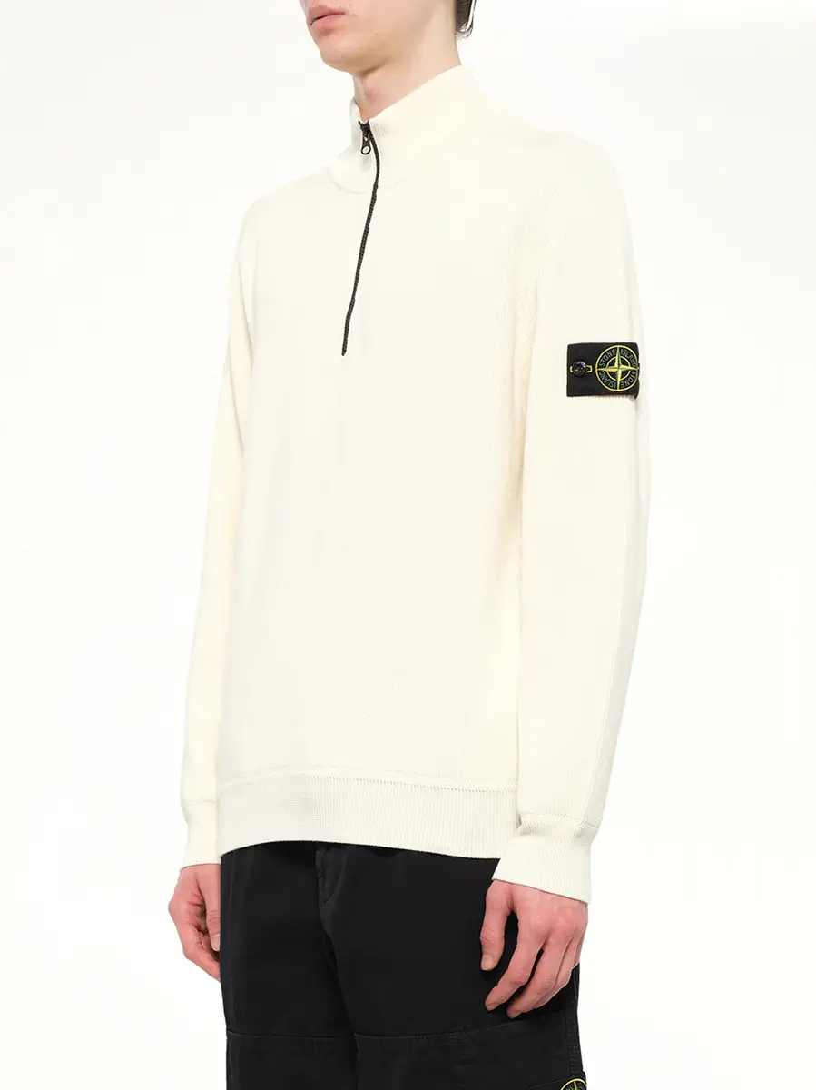 Stone Island 5100124 Ribbed Cotton Half-zip Sweater | Thumbnail 3 Stone Island 5100124 Ribbed Cotton Half-zip Sweater | Thumbnail 3