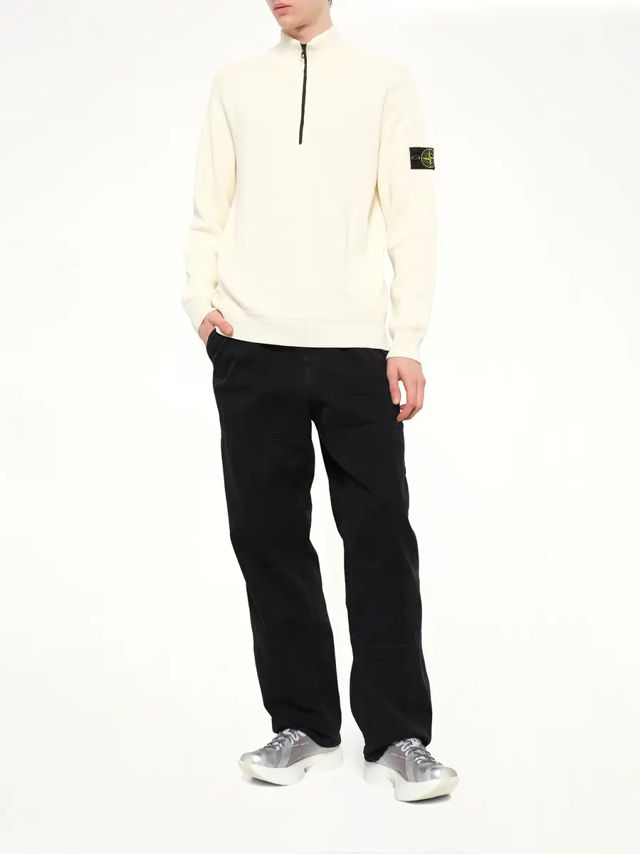 Stone Island 5100124 Ribbed Cotton Half-zip Sweater | Thumbnail 4 Stone Island 5100124 Ribbed Cotton Half-zip Sweater | Thumbnail 4