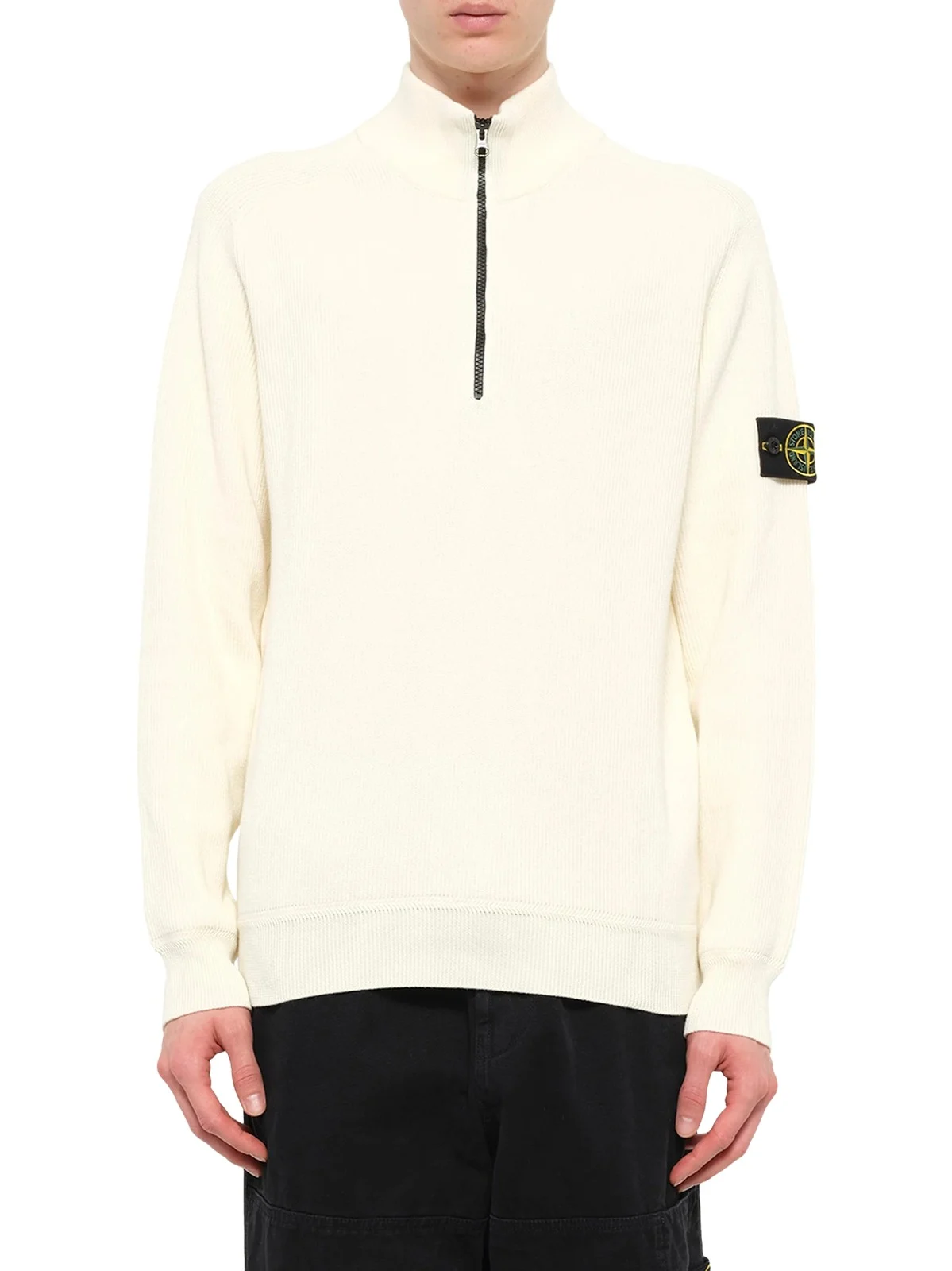 Stone Island 5100124 Ribbed Cotton Half-zip Sweater