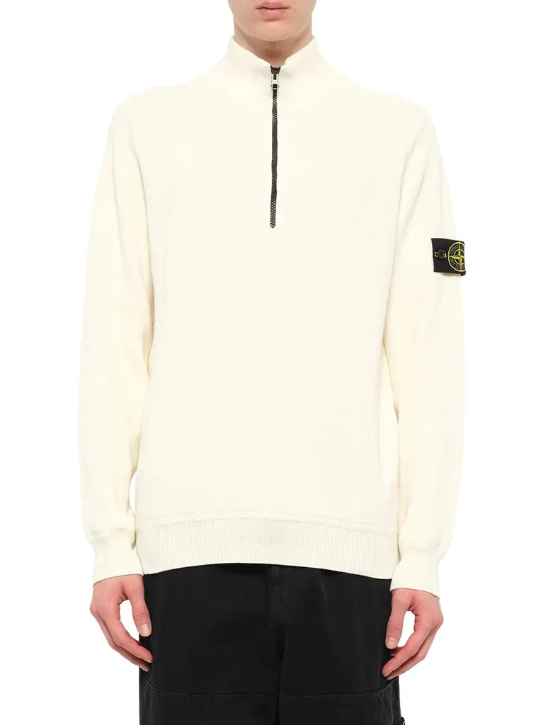 Stone Island 5100124 Ribbed Cotton Half-zip Sweater