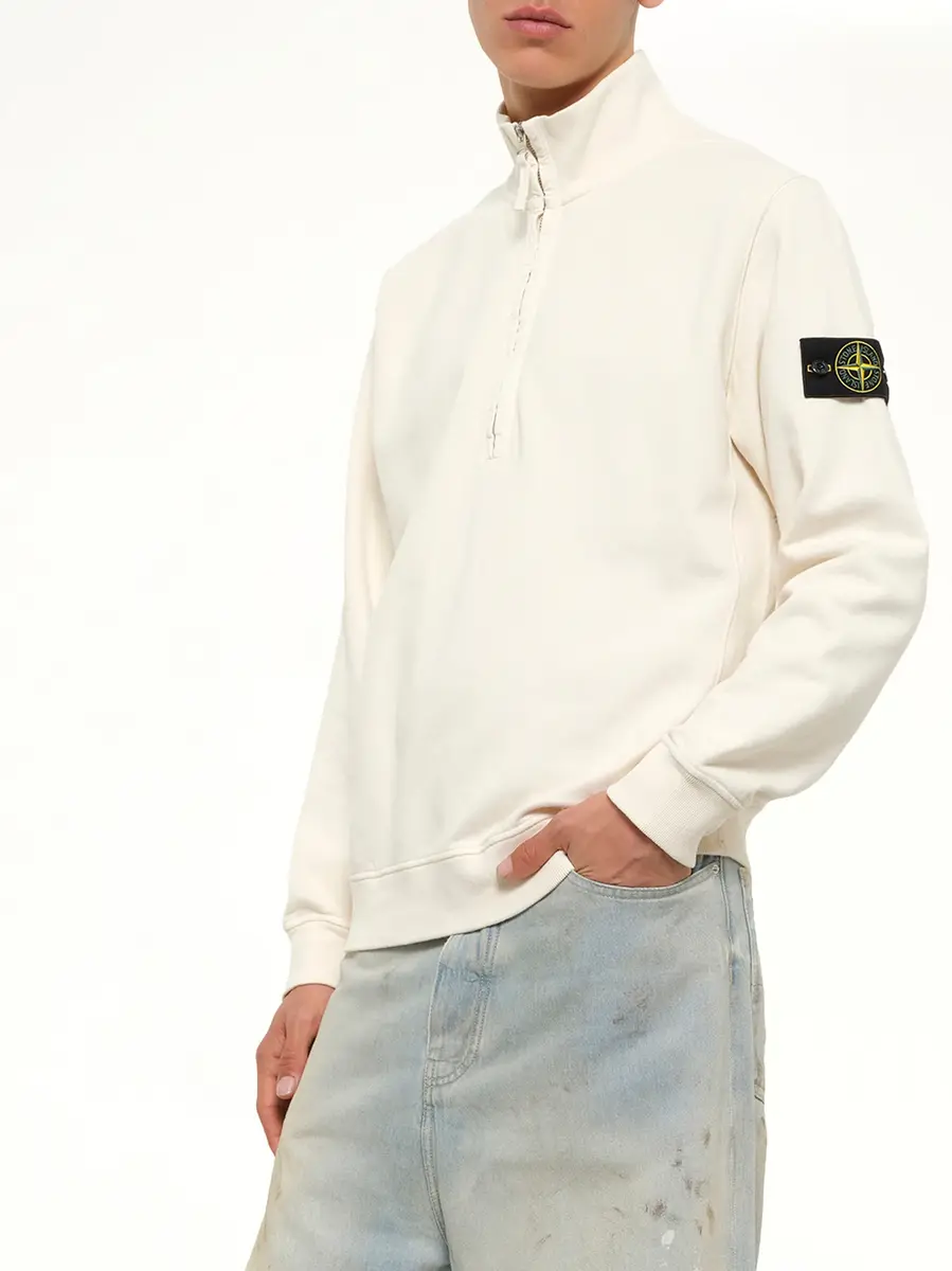 Stone Island 6100068 Brushed Cotton Quarter Zip Sweatshirt | Thumbnail 6 Stone Island 6100068 Brushed Cotton Quarter Zip Sweatshirt | Thumbnail 6