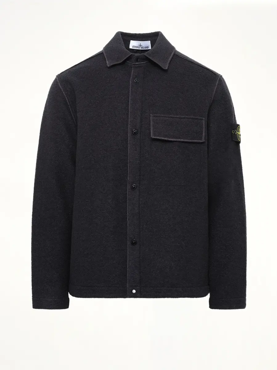 Stone Island 1200034 Wool Boucle Shirt in Navy Blue | Thumbnail 2 Stone Island 1200034 Wool Boucle Shirt in Navy Blue | Thumbnail 2