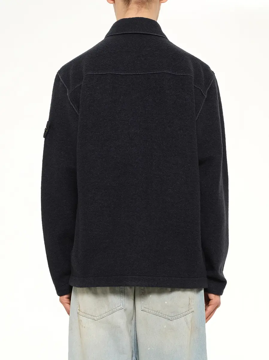Stone Island 1200034 Wool Boucle Shirt in Navy Blue | Thumbnail 5 Stone Island 1200034 Wool Boucle Shirt in Navy Blue | Thumbnail 5