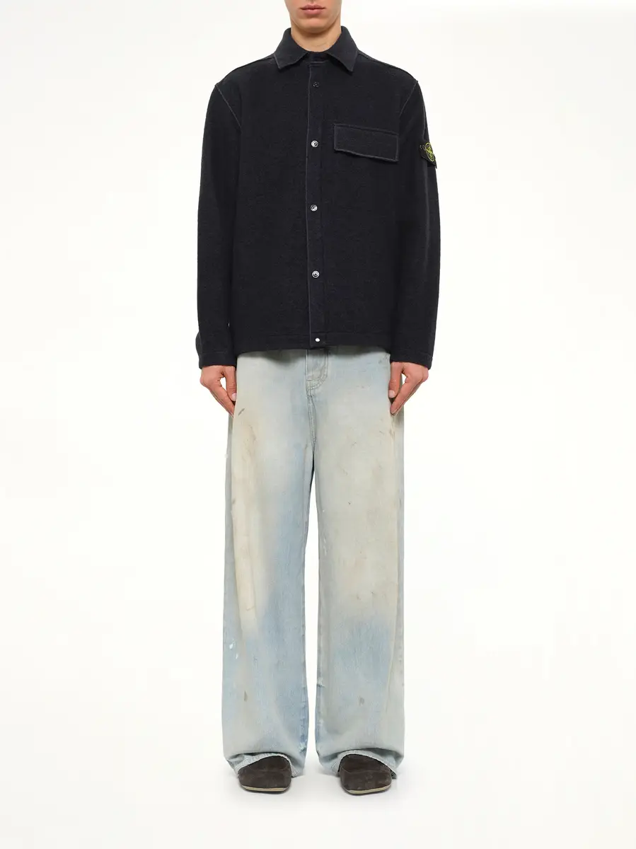 Stone Island 1200034 Wool Boucle Shirt in Navy Blue | Thumbnail 7 Stone Island 1200034 Wool Boucle Shirt in Navy Blue | Thumbnail 7