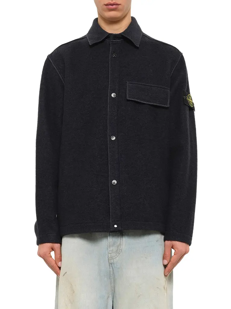 1200034 Wool Boucle Shirt in Navy Blue