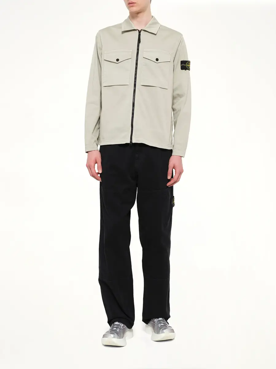 Stone Island 1200010 Cotton Zip-up Shirt in Sand | Thumbnail 4
