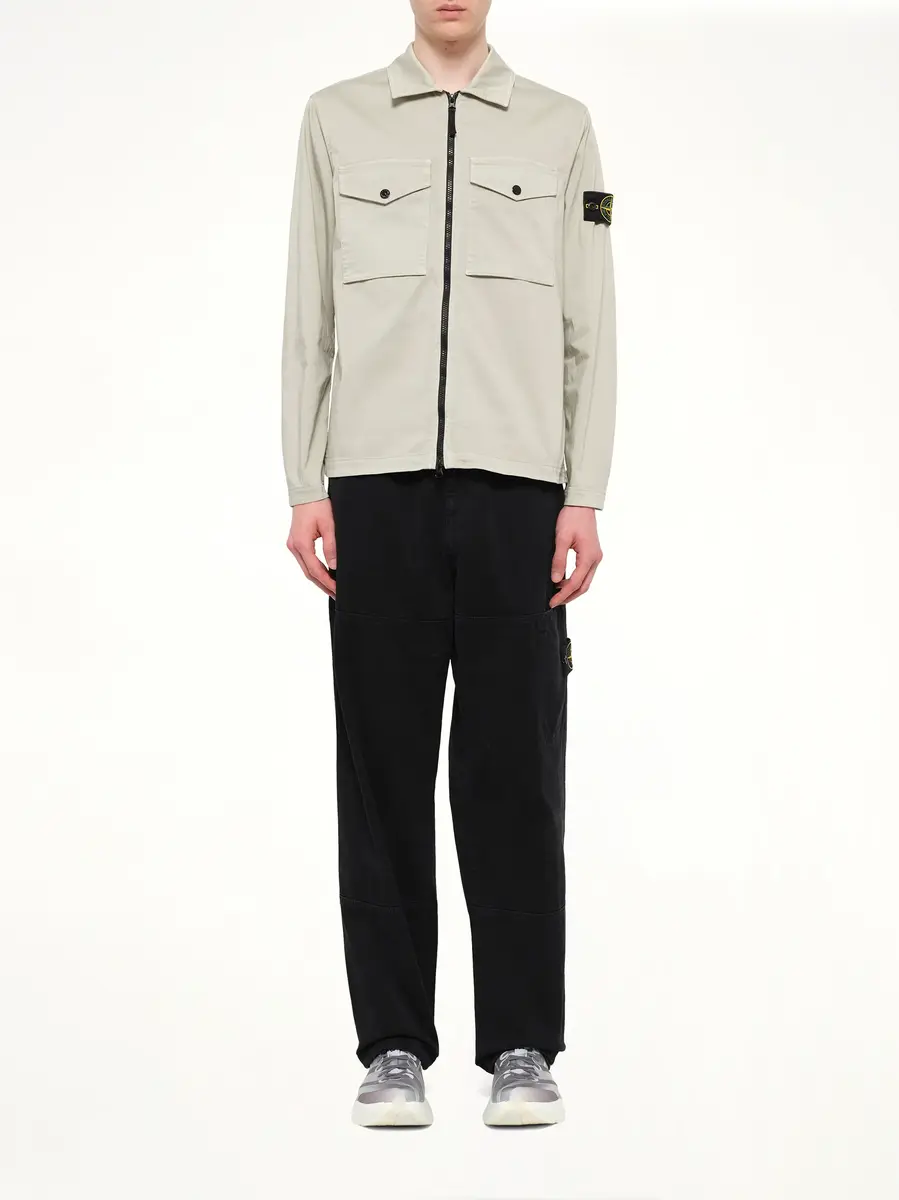 Stone Island 1200010 Cotton Zip-up Shirt in Sand | Thumbnail 7