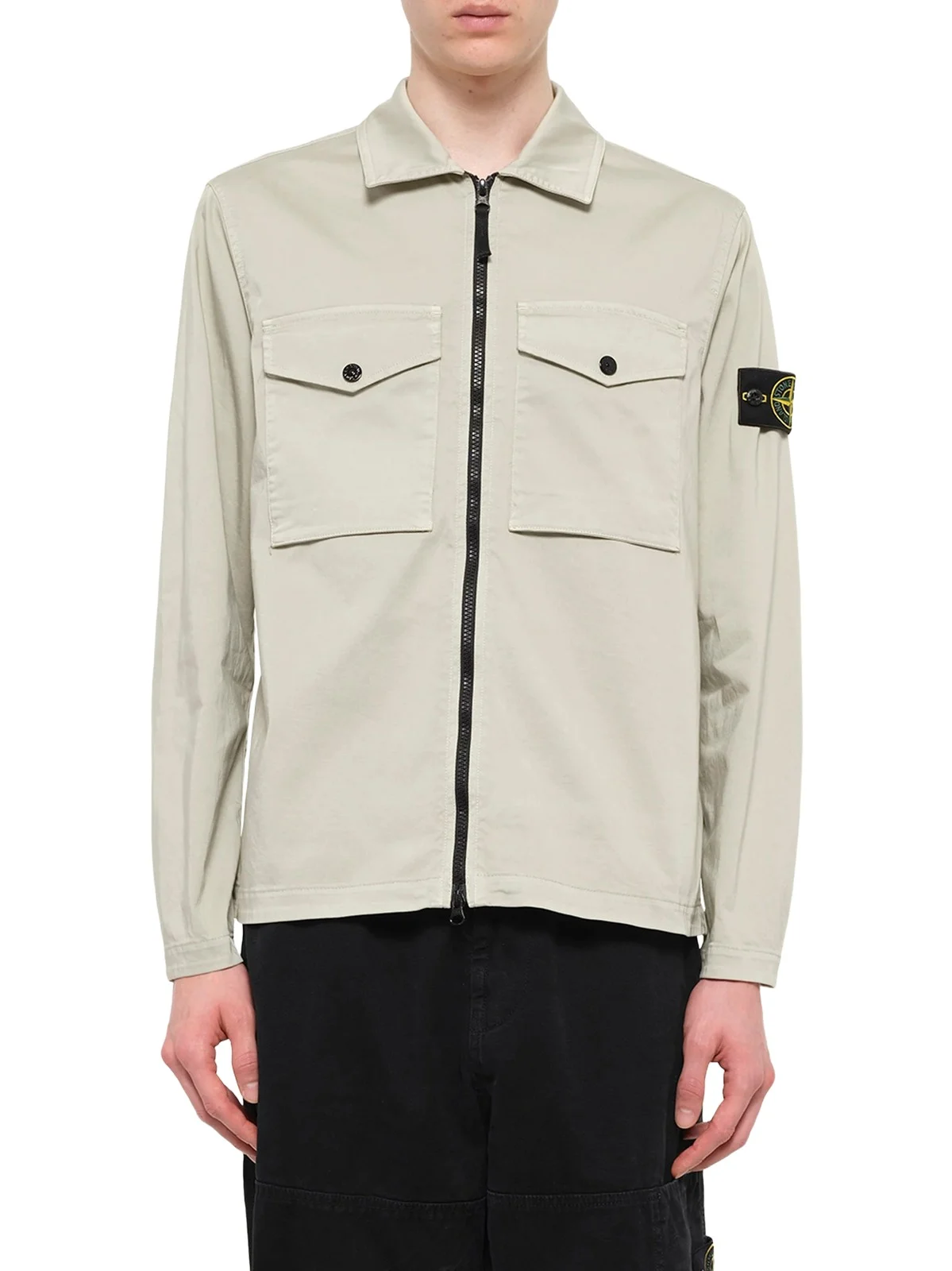 Stone Island 1200010 Cotton Zip-up Shirt in Sand