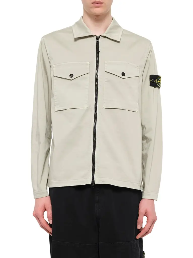 1200010 Cotton Zip-up Shirt in Sand 1200010 Cotton Zip-up Shirt in Sand