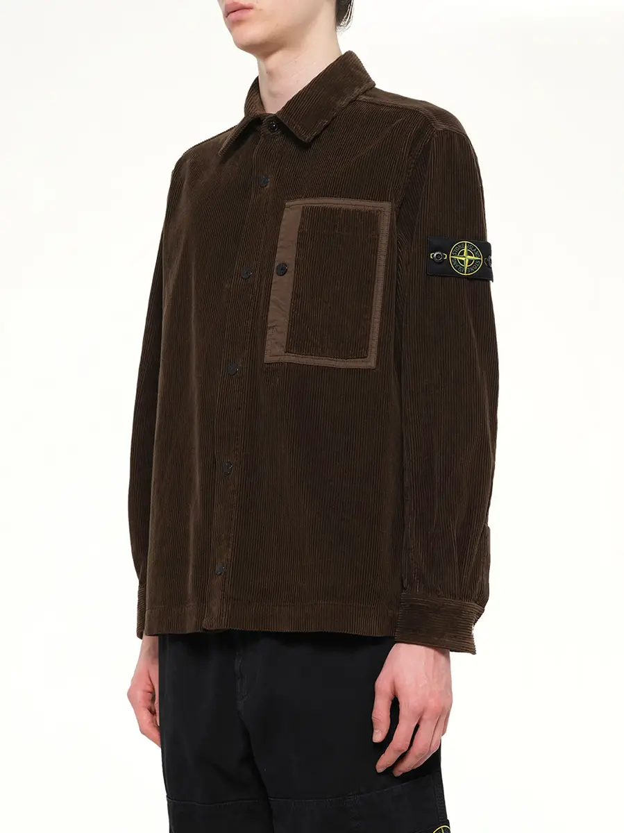 Stone Island 1200016 Corduroy Shirt in Coal Grey | Thumbnail 3