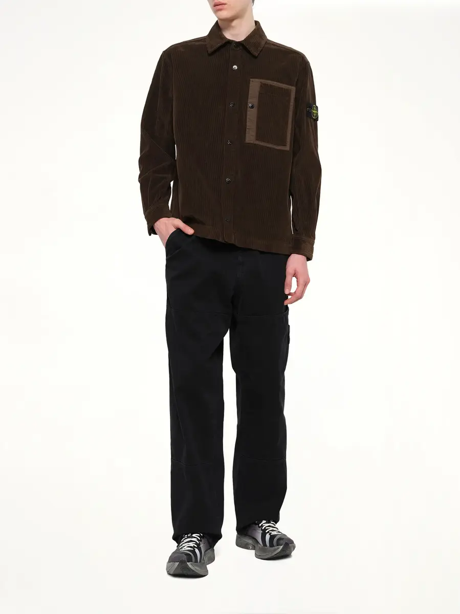 Stone Island 1200016 Corduroy Shirt in Coal Grey | Thumbnail 4
