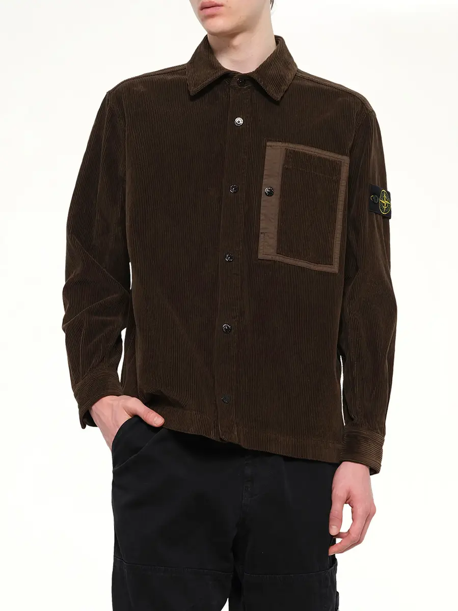 Stone Island 1200016 Corduroy Shirt in Coal Grey | Thumbnail 6