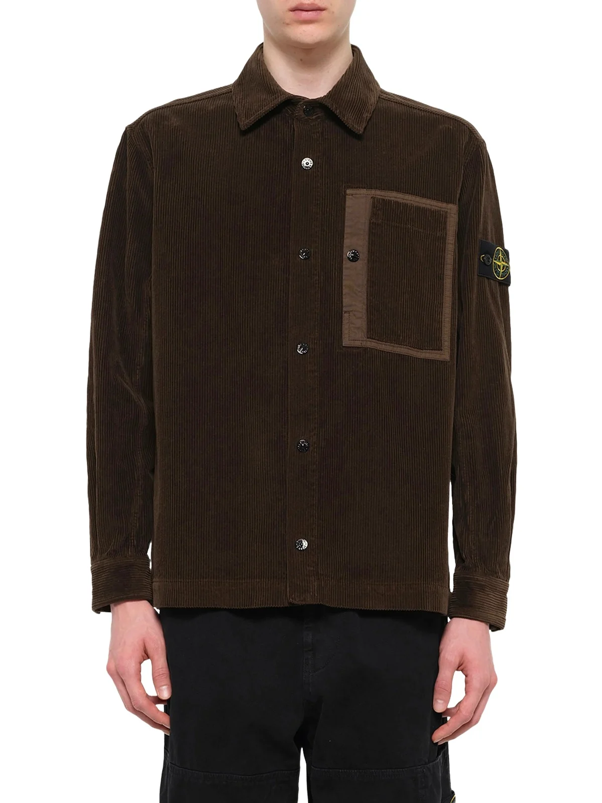 Stone Island 1200016 Corduroy Shirt in Coal Grey