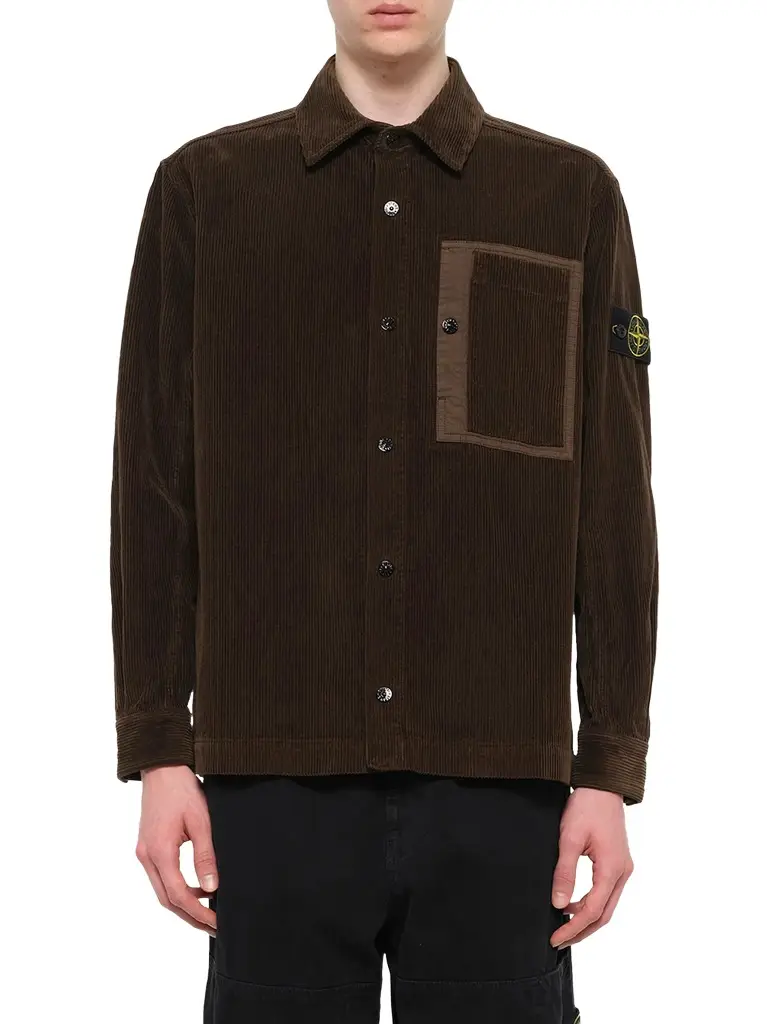 Stone Island 1200016 Corduroy Shirt in Coal Grey