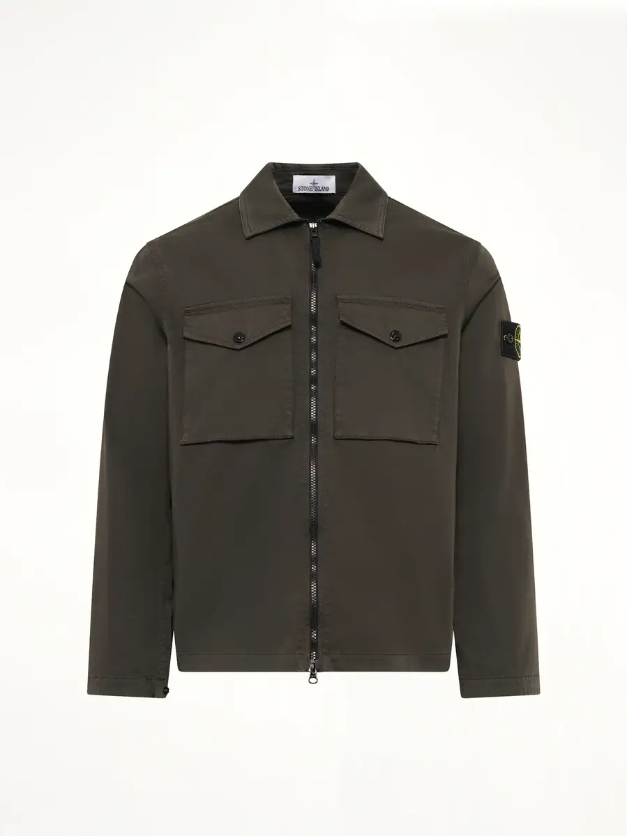 Stone Island 1200010 Cotton Zip-up Shirt in Coal Grey | Thumbnail 2 Stone Island 1200010 Cotton Zip-up Shirt in Coal Grey | Thumbnail 2