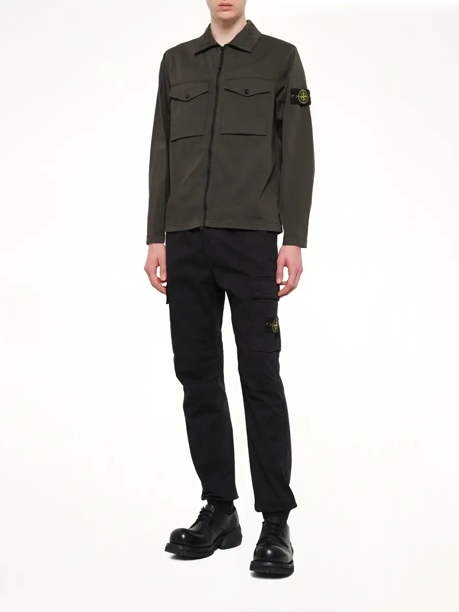 Stone Island 1200010 Cotton Zip-up Shirt in Coal Grey | Thumbnail 4 Stone Island 1200010 Cotton Zip-up Shirt in Coal Grey | Thumbnail 4