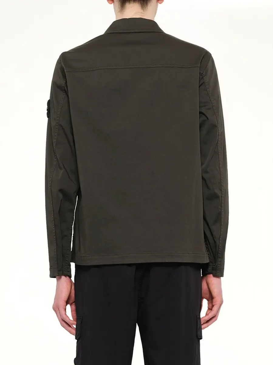 Stone Island 1200010 Cotton Zip-up Shirt in Coal Grey | Thumbnail 5 Stone Island 1200010 Cotton Zip-up Shirt in Coal Grey | Thumbnail 5