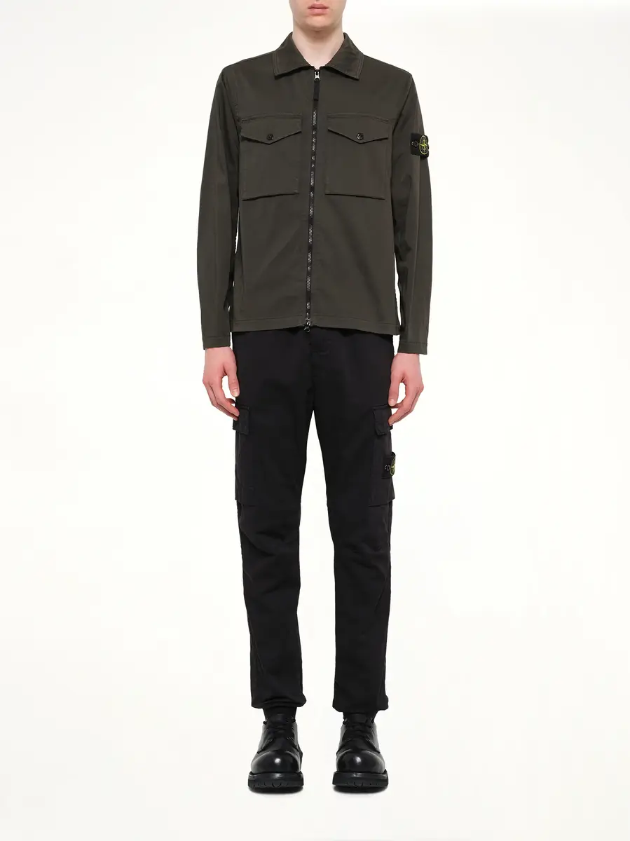 Stone Island 1200010 Cotton Zip-up Shirt in Coal Grey | Thumbnail 7 Stone Island 1200010 Cotton Zip-up Shirt in Coal Grey | Thumbnail 7