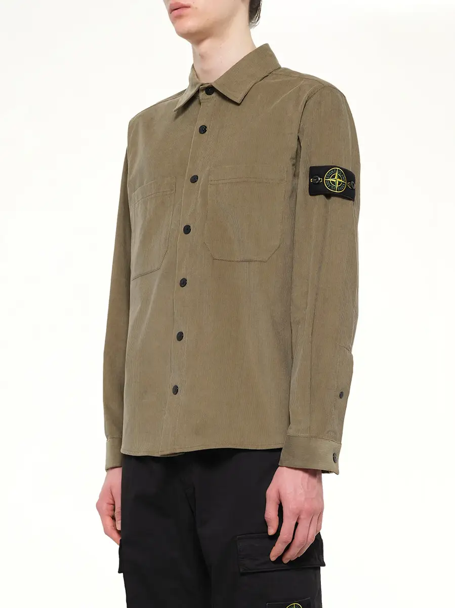 Stone Island 1200042 Cotton Shirt in Military Green | Thumbnail 3 Stone Island 1200042 Cotton Shirt in Military Green | Thumbnail 3