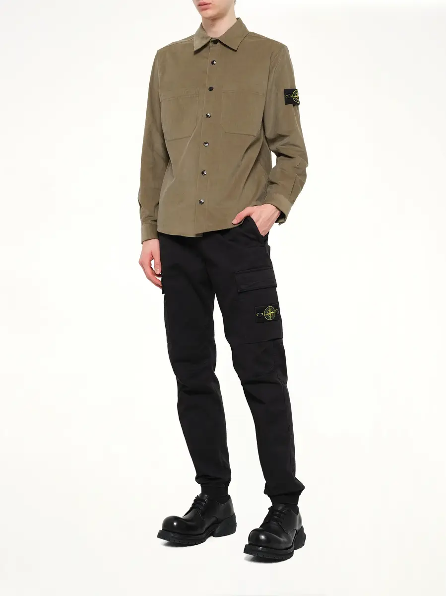 Stone Island 1200042 Cotton Shirt in Military Green | Thumbnail 4 Stone Island 1200042 Cotton Shirt in Military Green | Thumbnail 4
