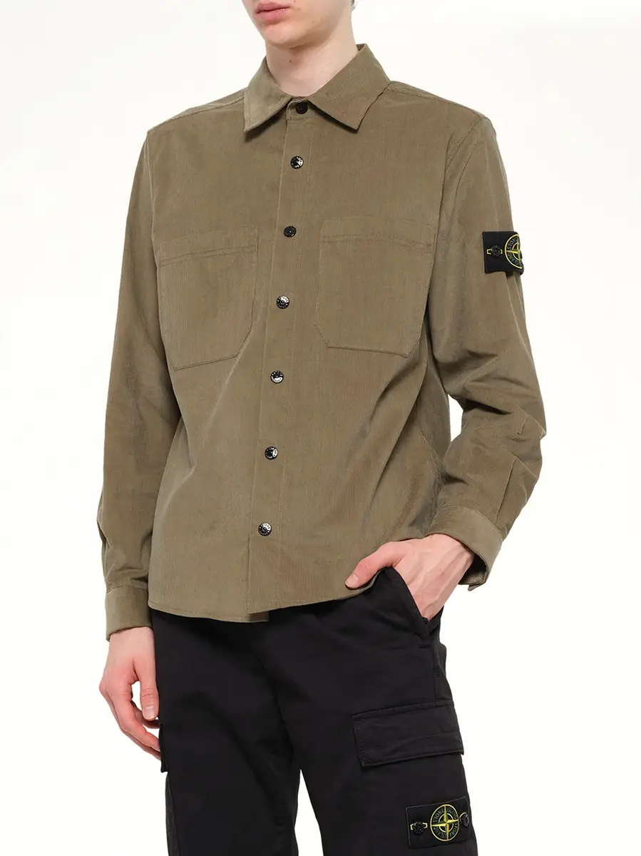 Stone Island 1200042 Cotton Shirt in Military Green | Thumbnail 6 Stone Island 1200042 Cotton Shirt in Military Green | Thumbnail 6