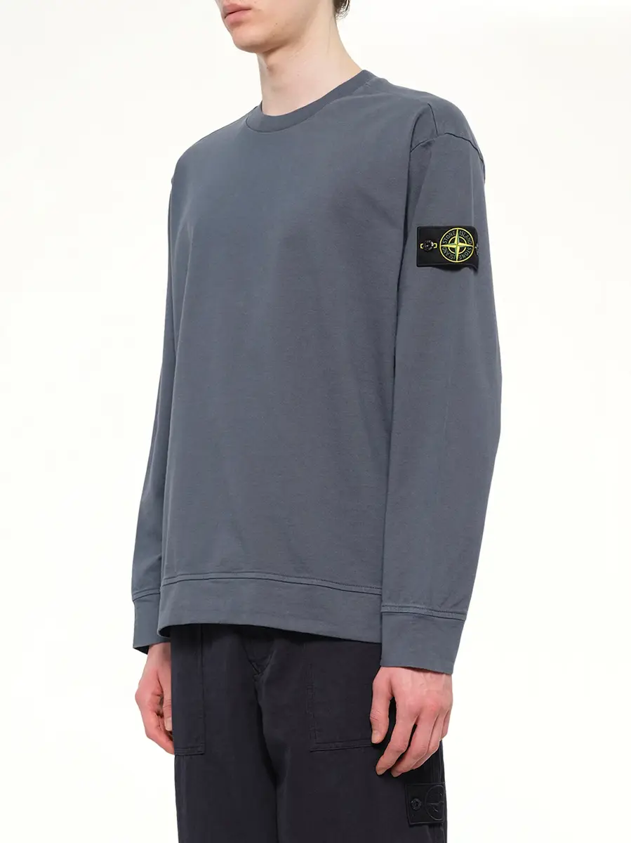Stone Island 6100057 Cotton Sweatshirt in Slate Blue | Thumbnail 3 Stone Island 6100057 Cotton Sweatshirt in Slate Blue | Thumbnail 3