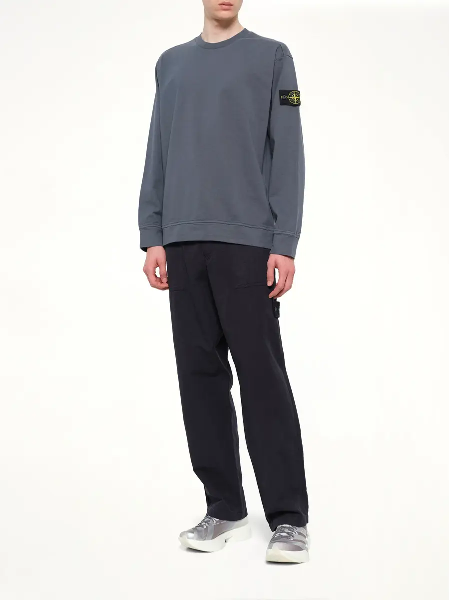 Stone Island 6100057 Cotton Sweatshirt in Slate Blue | Thumbnail 4 Stone Island 6100057 Cotton Sweatshirt in Slate Blue | Thumbnail 4