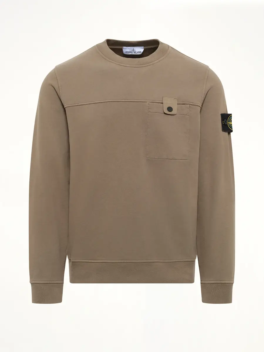 Stone Island 6100038 Brushed Cotton Sweatshirt in Military Green | Thumbnail 2 Stone Island 6100038 Brushed Cotton Sweatshirt in Military Green | Thumbnail 2