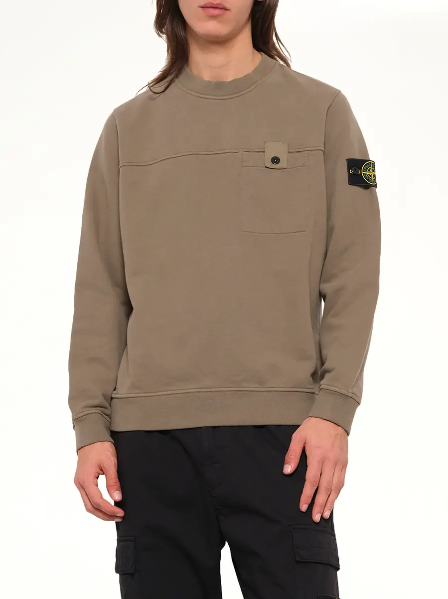 Stone Island 6100038 Brushed Cotton Sweatshirt in Military Green | Thumbnail 6 Stone Island 6100038 Brushed Cotton Sweatshirt in Military Green | Thumbnail 6