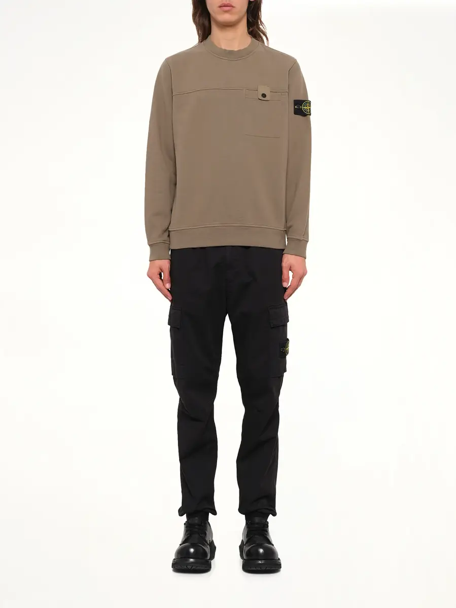 Stone Island 6100038 Brushed Cotton Sweatshirt in Military Green | Thumbnail 7 Stone Island 6100038 Brushed Cotton Sweatshirt in Military Green | Thumbnail 7