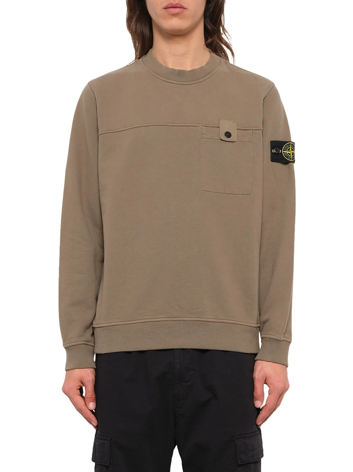 Stone Island 6100038 Brushed Cotton Sweatshirt in Military Green