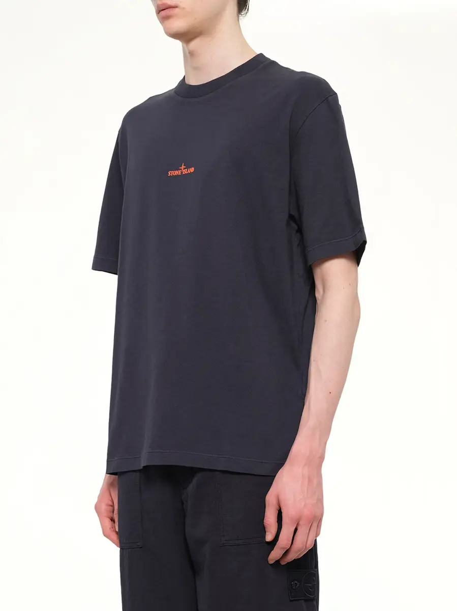 Stone Island 2100001 Cotton Logo T-shirt in Blue Navy | Thumbnail 3 Stone Island 2100001 Cotton Logo T-shirt in Blue Navy | Thumbnail 3