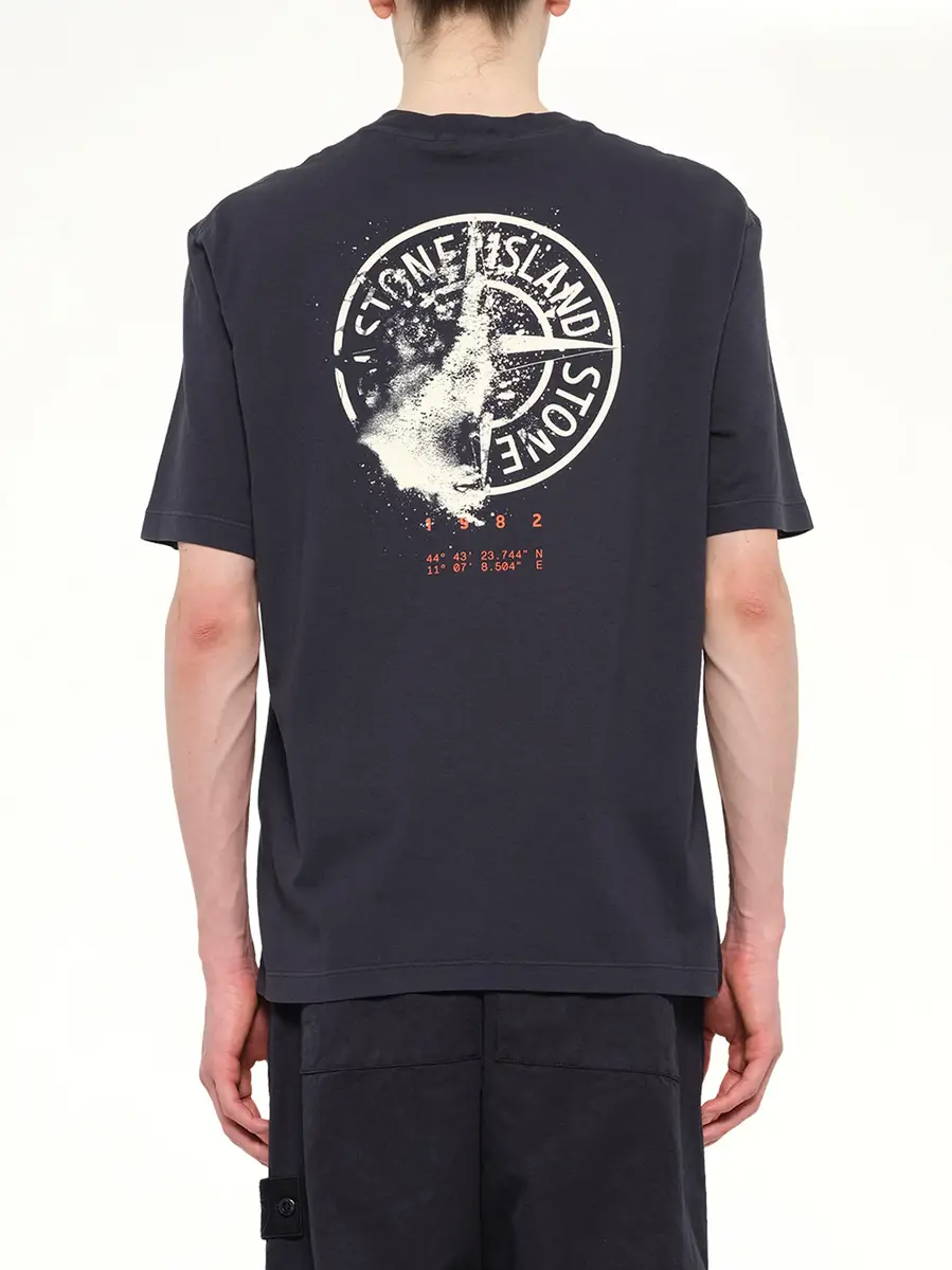 Stone Island 2100001 Cotton Logo T-shirt in Blue Navy | Thumbnail 5 Stone Island 2100001 Cotton Logo T-shirt in Blue Navy | Thumbnail 5