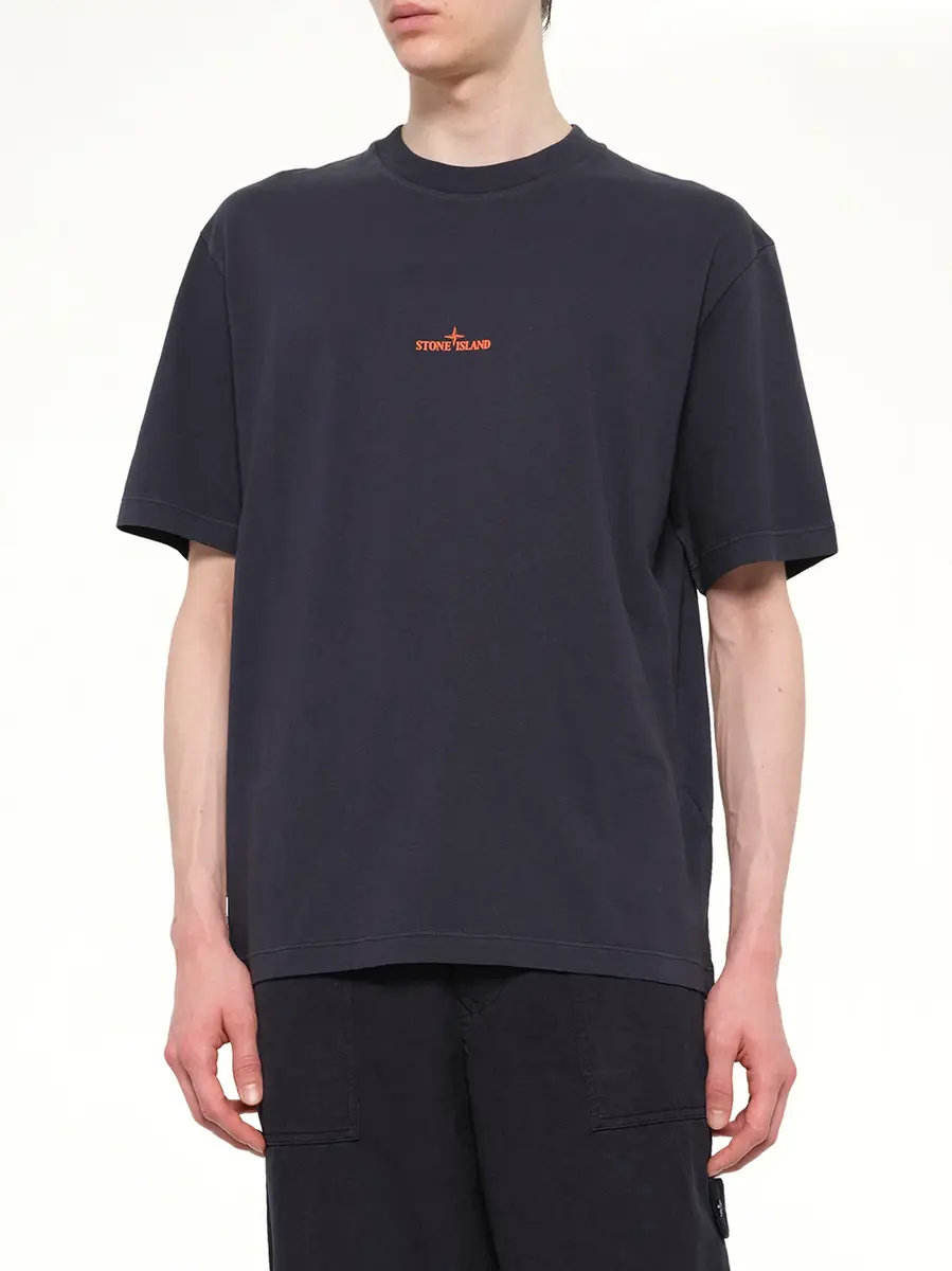 Stone Island 2100001 Cotton Logo T-shirt in Blue Navy | Thumbnail 6 Stone Island 2100001 Cotton Logo T-shirt in Blue Navy | Thumbnail 6