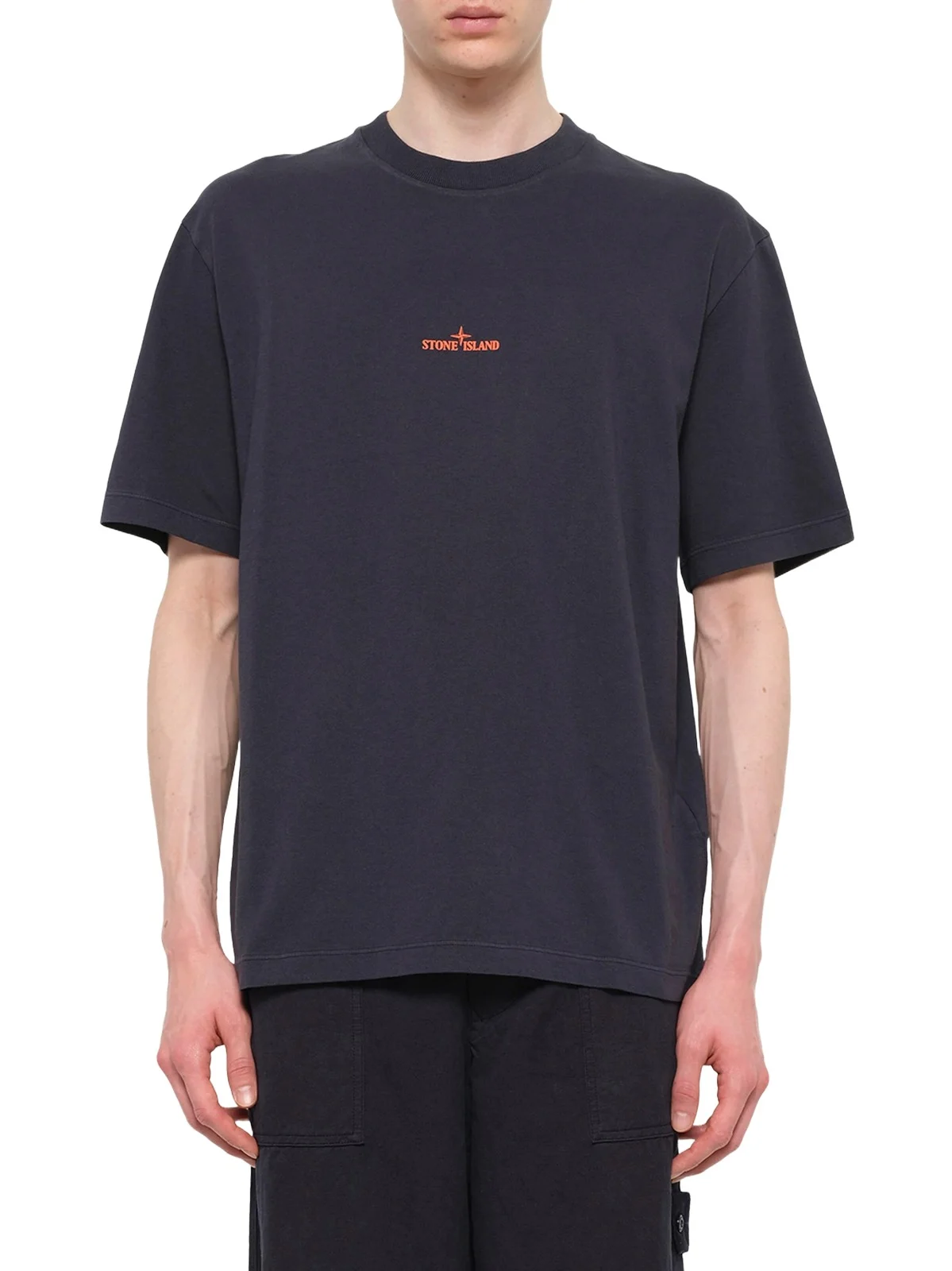 2100001 Cotton Logo T-shirt in Blue Navy