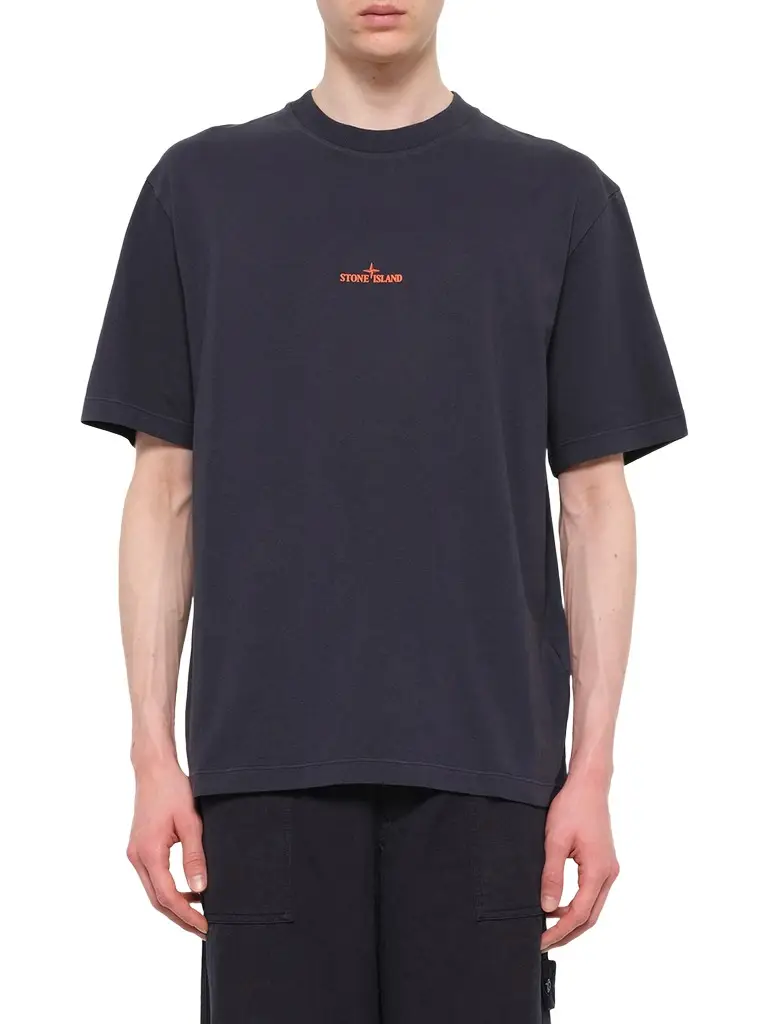 Stone Island 2100001 Cotton Logo T-shirt in Blue Navy