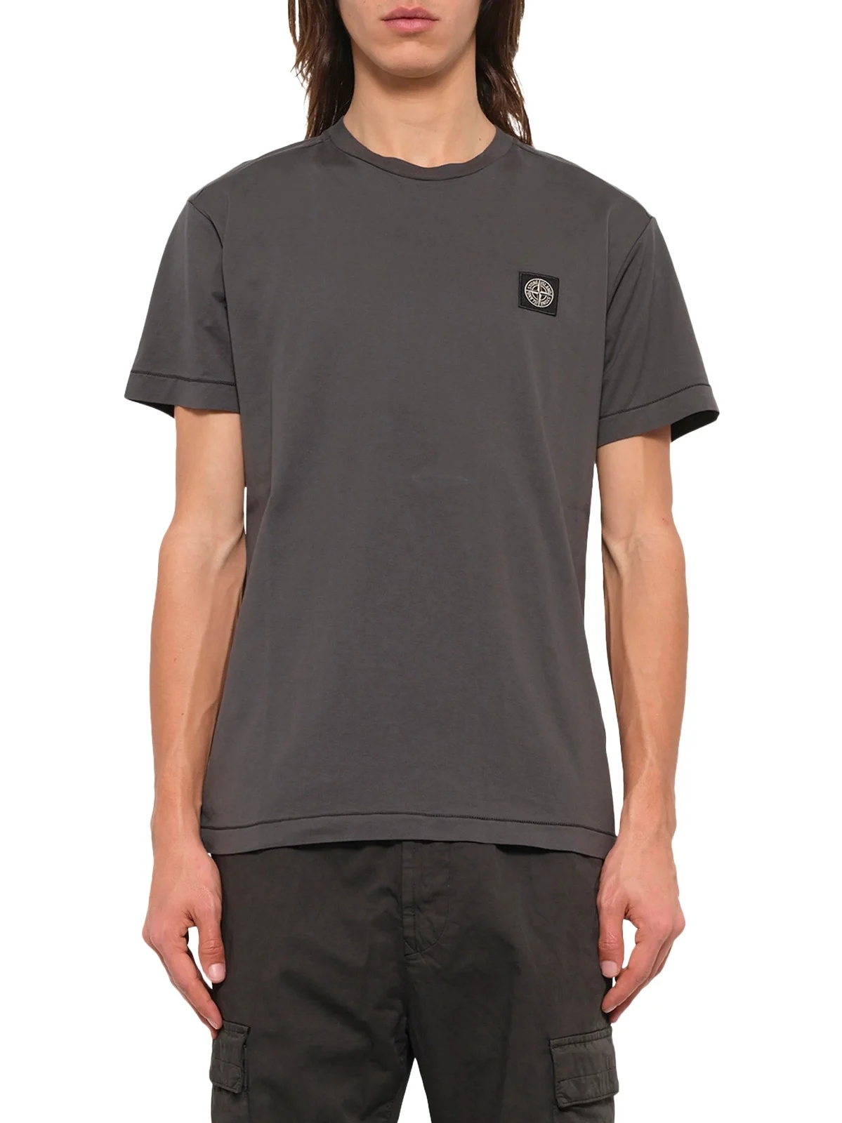 Stone Island 2100027 Cotton Compass T-shirt in Lead Grey