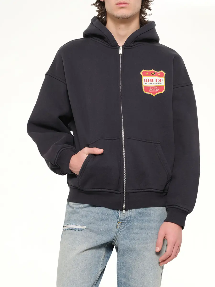Rhude Filtaro Crest Zip-up Hoodie in Vintage Black | Thumbnail 6 Rhude Filtaro Crest Zip-up Hoodie in Vintage Black | Thumbnail 6