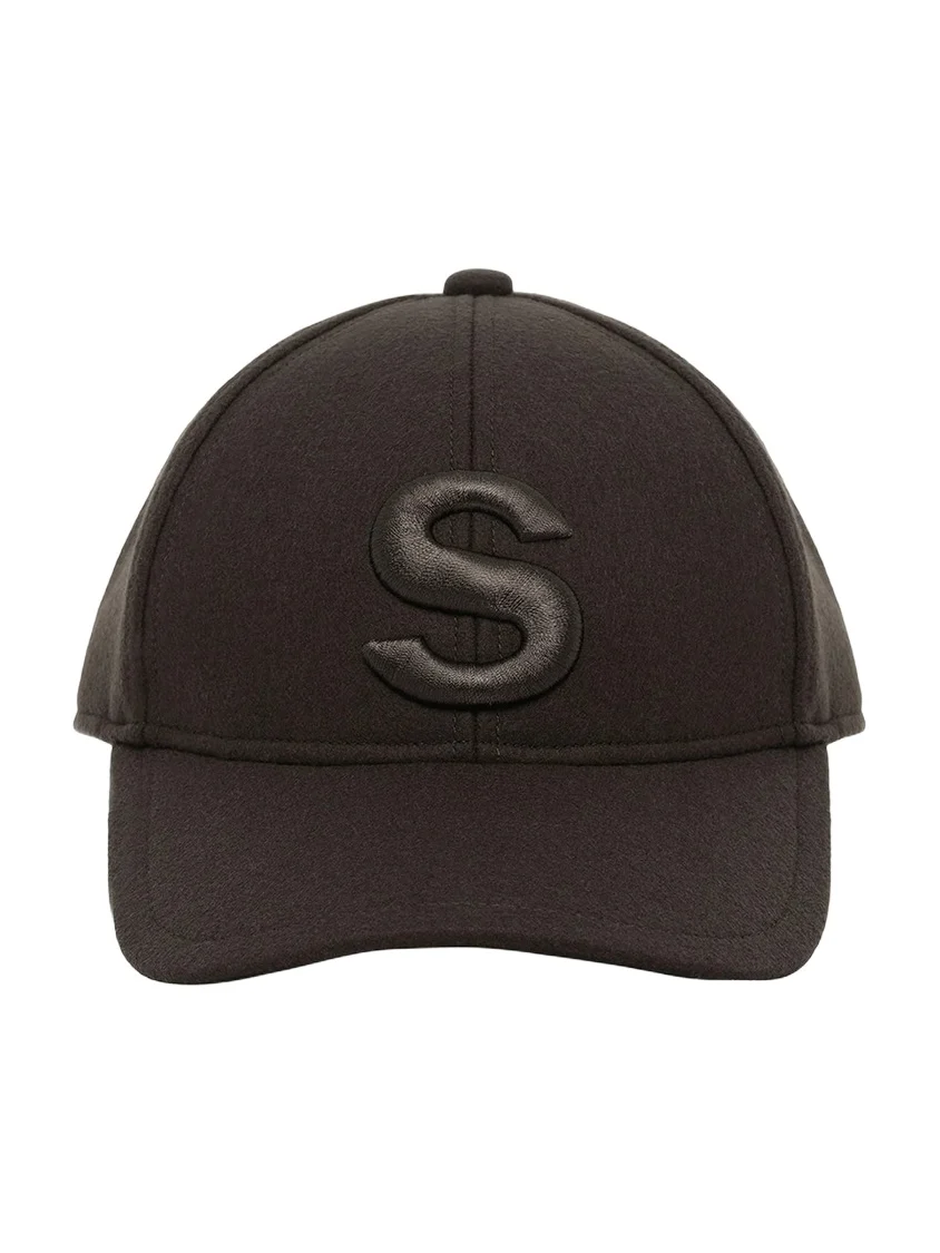 Sacai S Cap Wool Melton in Dark Khaki