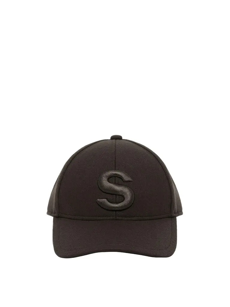 Sacai S Cap Wool Melton in Dark Khaki