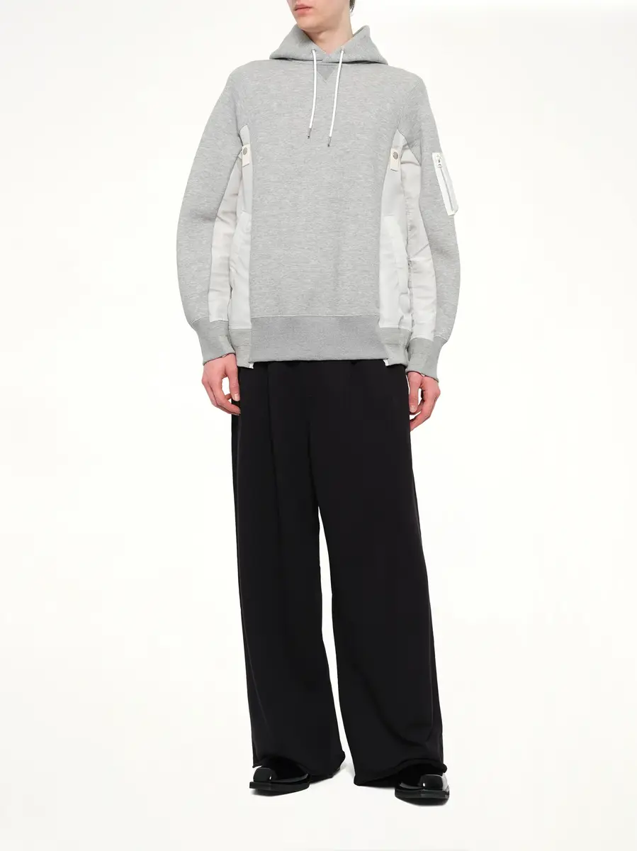 Sacai Sponge Sweat x Nylon Twill Hoodie in Light Gray | Thumbnail 4 Sacai Sponge Sweat x Nylon Twill Hoodie in Light Gray | Thumbnail 4