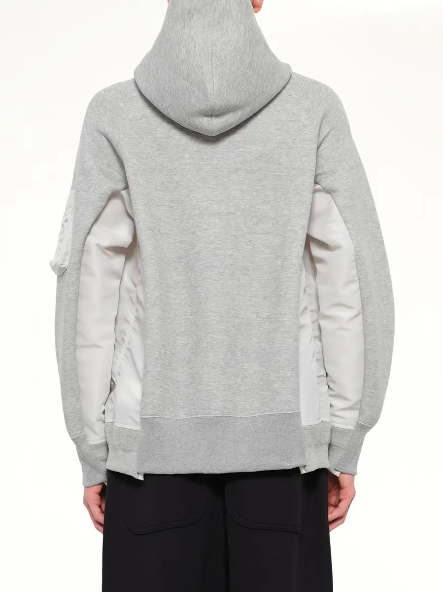 Sacai Sponge Sweat x Nylon Twill Hoodie in Light Gray | Thumbnail 5 Sacai Sponge Sweat x Nylon Twill Hoodie in Light Gray | Thumbnail 5